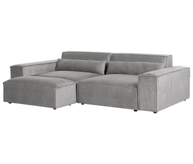 Sofá modular 2 lugares com repousa-pés HELLNAR Cinza