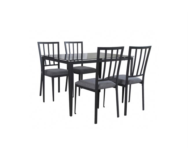 Conjunto de mesa fixa com 4 cadeiras BERRY preto Cinza