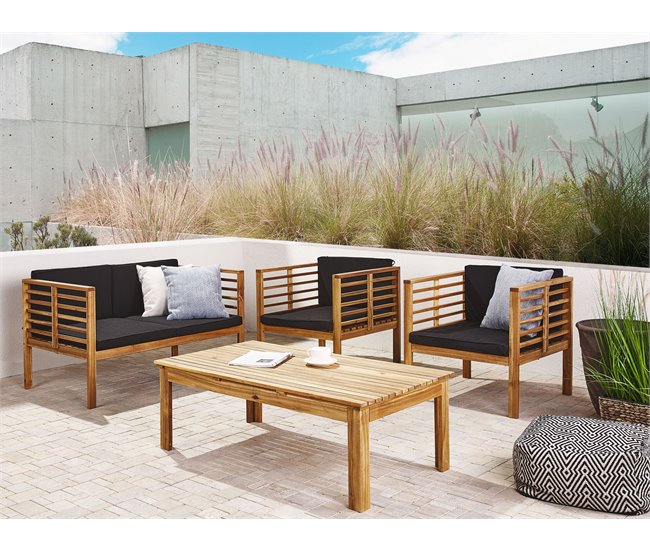 Beliani Conjunto lounge Madeira de acácia PACIFIC Castanho