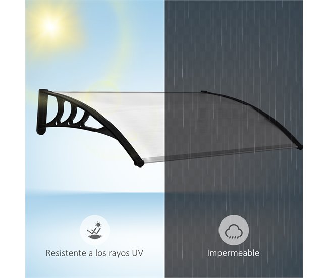 Marquise de Proteção Liga de Alumínio, PP e PC Outsunny 100x75 Branco