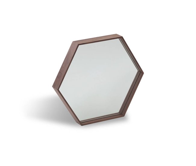 ANGEL CERDA Espelho de parede hexagonais nogueira 46x40 Nogal