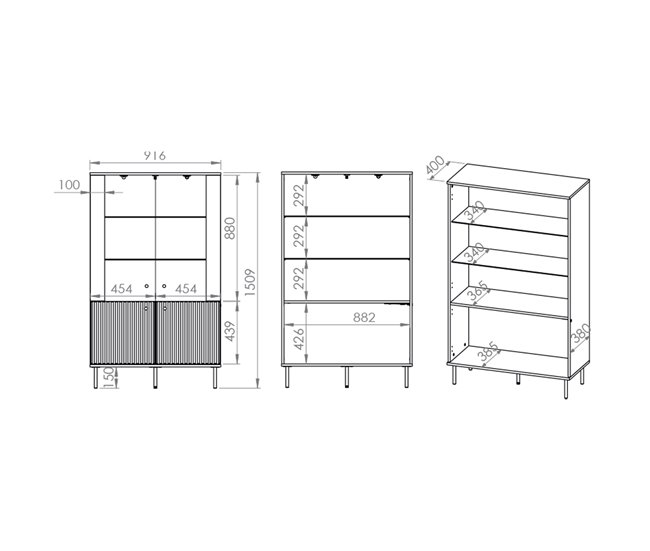 Armário de porcelana LED de 4 portas Nova Bege