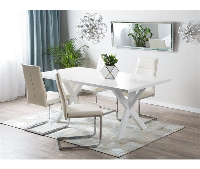 Beliani Mesa de jantar LIXA 100x180 Branco