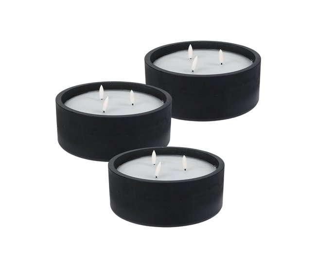 WELL HOME - Pacote de 3 velas LED redondas Preto