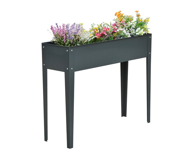 Floreira Metal Outsunny, varanda e jardim - jardinagem Cinza