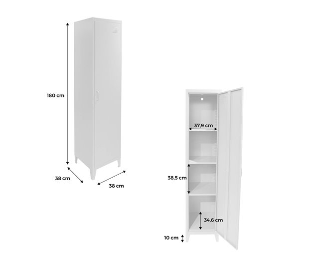 Armário de quarto em metal, 4 espaços de armazenamento,set de 3 38 Azul