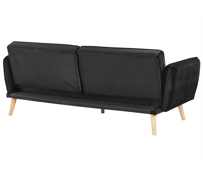Beliani Sofá-cama Veludo BARDU Preto