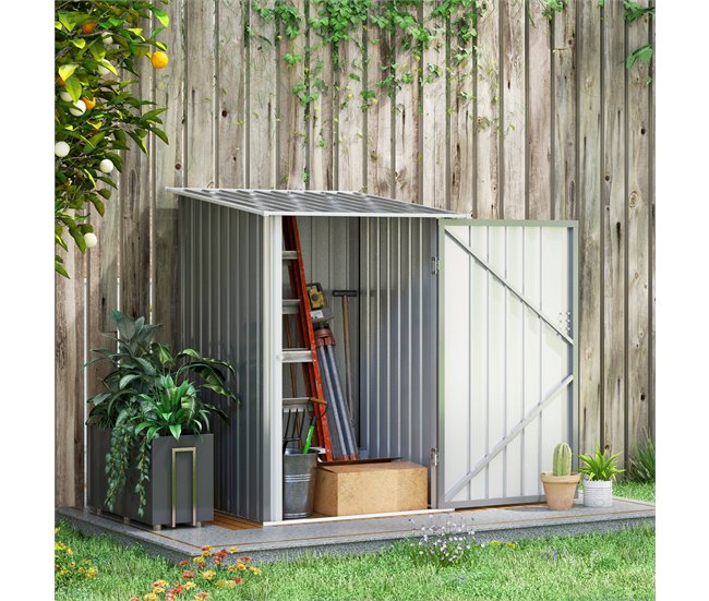 Abrigo de Armazenamento Aço Galvanizado Outsunny Cinza