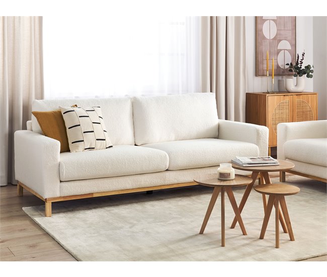 Beliani Sofá de 3 lugares Bouclé SIGGARD Branco
