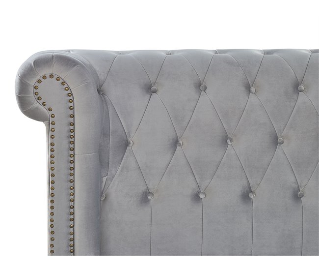 Beliani Cama Terciopelo CAVAILLON 225x246 Cinza Claro