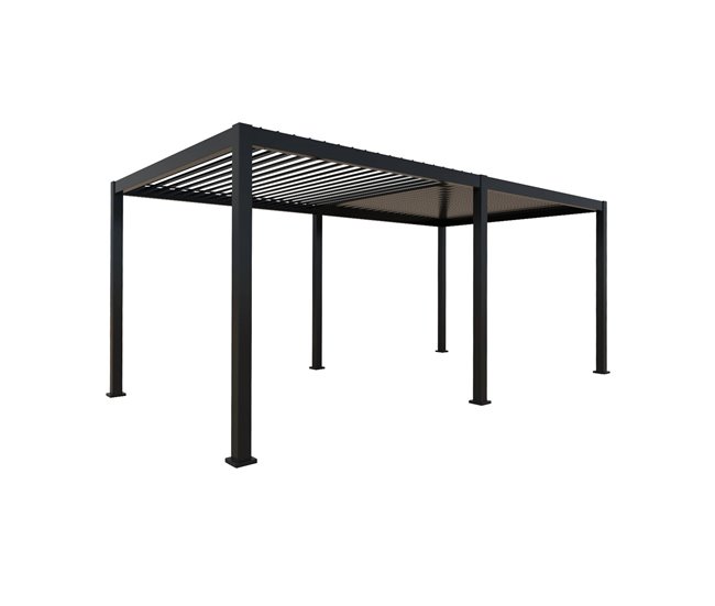 Pérgola bioclimática em alumínio, lâminas orientáveis 600x300 Cinza
