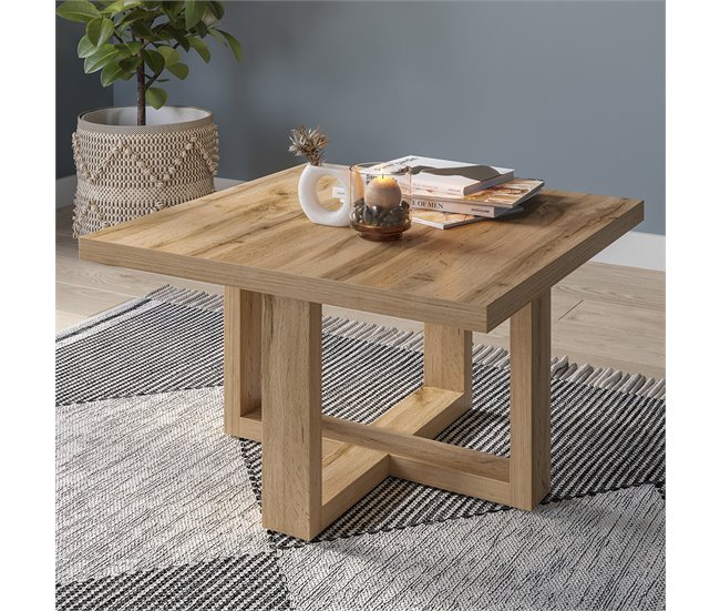 Mesa de centro quadrada Ezgui 75x75 Madeira