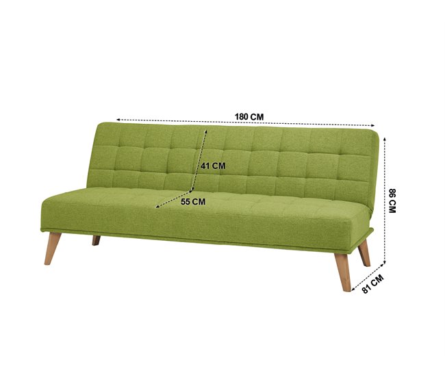 Sofá cama de tecido OLIVIA Verde