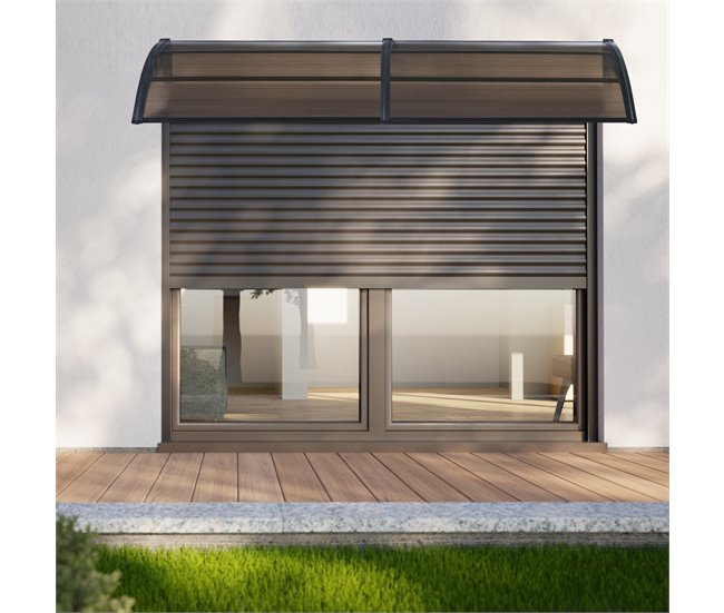 Toldo exterior Mellerud  para portas com proteção  policarbonato 240x80 Castanho