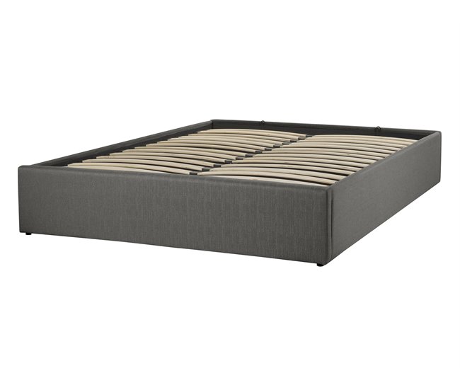 Beliani Cama com estrado Poliéster DINAN 147x214 Cinza Escuro