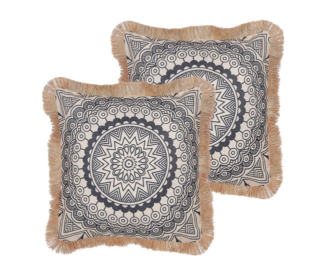 Beliani Almofada decorativa GERANIUM Bege