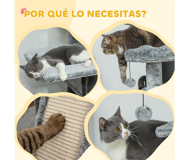 Arranhador para Gatos Aglomerado, Poliéster e Algodão PP PawHut Cinza