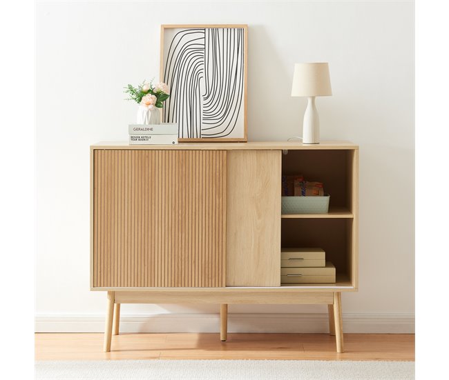 Aparador Landskrona com 2 portas [en.casa] Carvalho