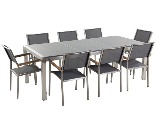 Beliani Conjunto de comedor GROSSETO Cinza Escuro