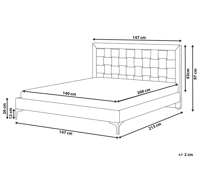 Beliani Cama com estrado Veludo LIMOUX 147x213 Azul Marino