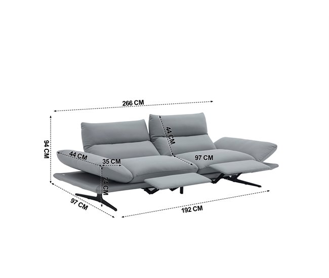 Sofá AGATA relax elétrico Cinza