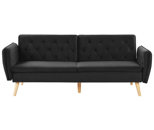 Beliani Sofá-cama Veludo BARDU Preto