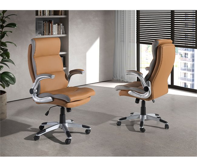 Cadeira giratória de escritório estofada com estofo em pele AlumÍnio