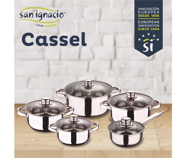 Bateria de cozinha 12 peças + jogo de patch Cromada