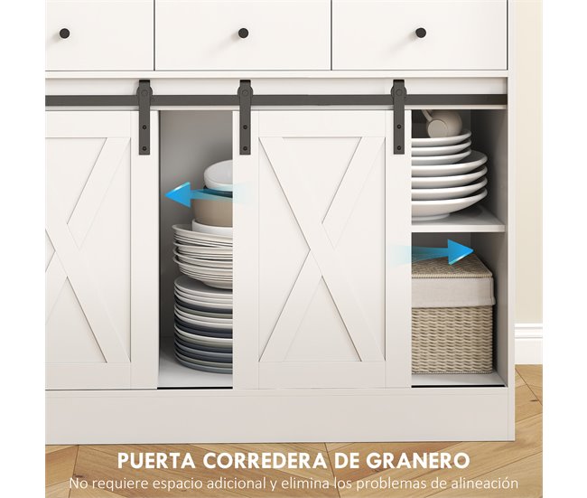 Armário de Cozinha Melamina de Madeira HOMCOM, casa - cozinha Branco