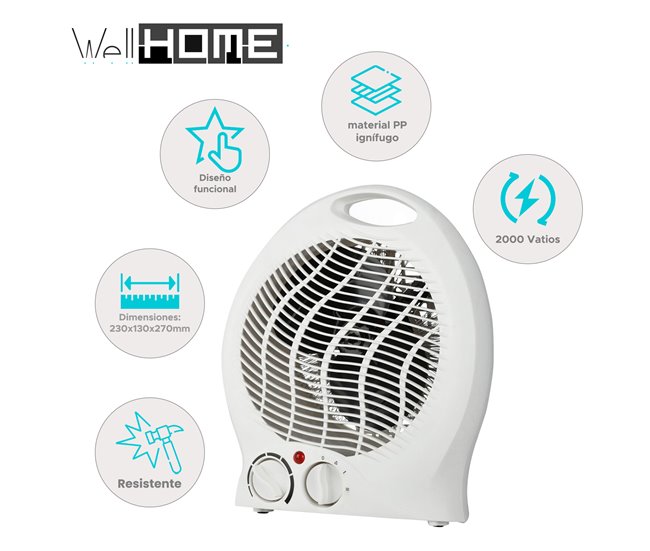 Ventilador aquecedor doméstico Well com controle de temperatura Branco