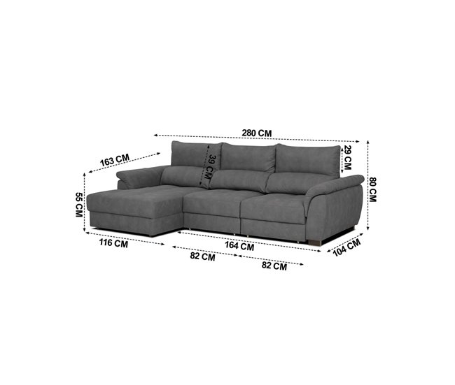 Chaise longue BENSON com cama Antracite