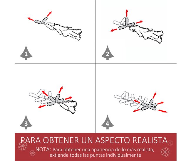 Árvore de Natal PVC, PE, Metal HOMCOM, casa - natal Multicor