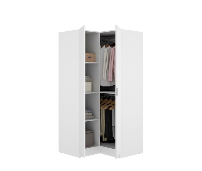 Armário 2 portas com efeito madeira 91 Branco