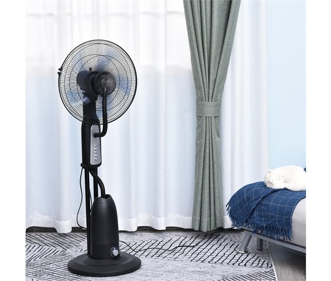 Ventoinha com Nebulizador Metal, AS, ABS e PE HOMCOM Preto