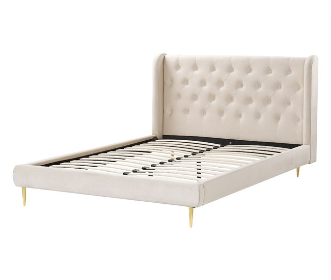 Beliani Cama Terciopelo FORBACH Bege