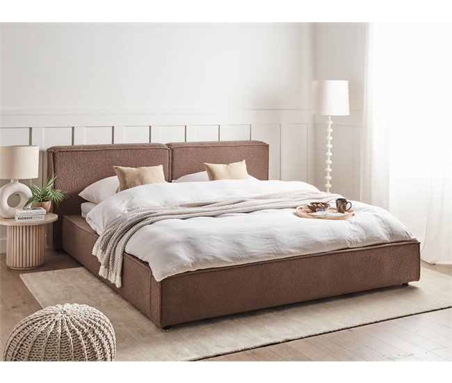 Beliani Cama com estrado Bouclé LINARDS 210x242 Branco