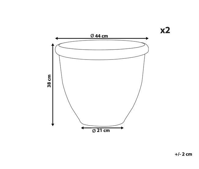 Beliani Conjunto de 2 vasos para plantas TESALIA Castanho