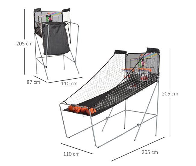 Conjunto Tabelas de Basquetebol Aço, tela Oxford, MDF HOMCOM Multicor