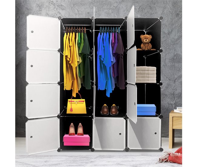 Guarda-roupa Elite Cube Caixa Personalizável 12 Cubos/Portas 111 Preto