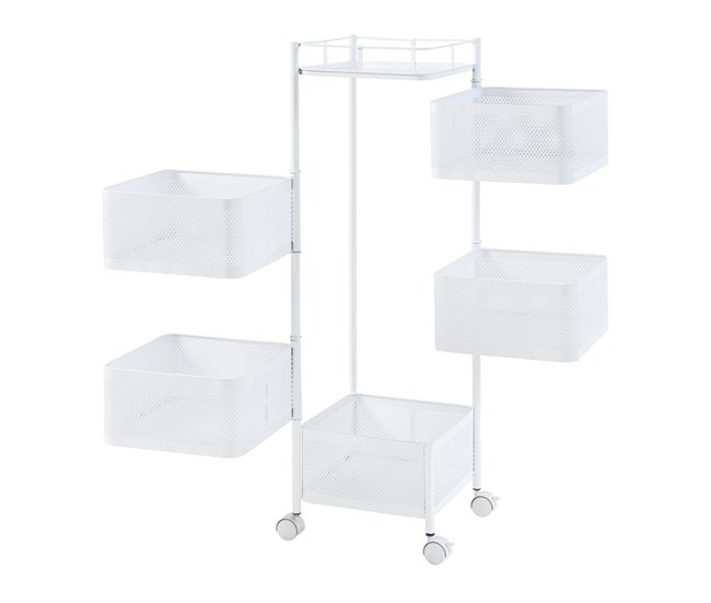 [en.casa] Carro de cozinha Sunndal com 5 cestos em aço 27 Branco