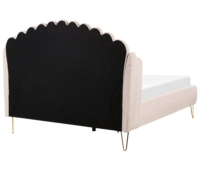 Beliani Cama com estrado Poliéster AMBILLOU 157x214 Bege