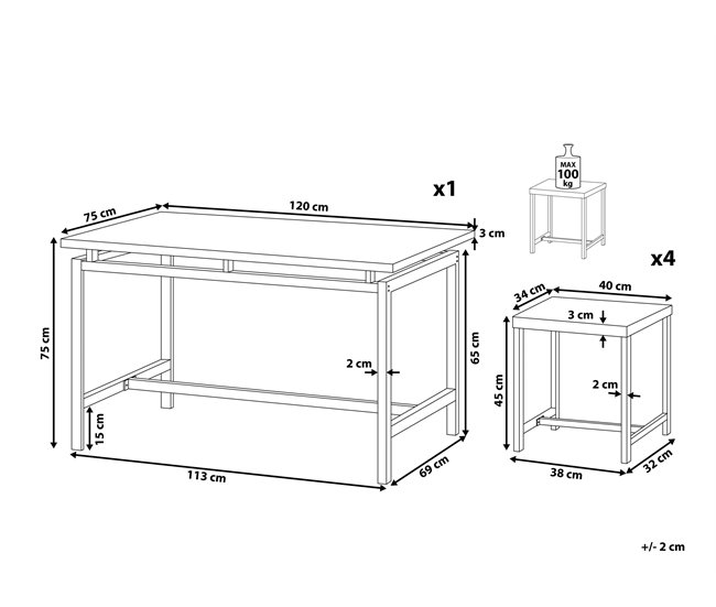 Beliani Conjunto de comedor ARLINGTON Preto