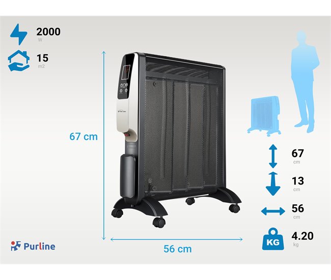 Almofada elétrica de lã cinza 45x85cm Preto