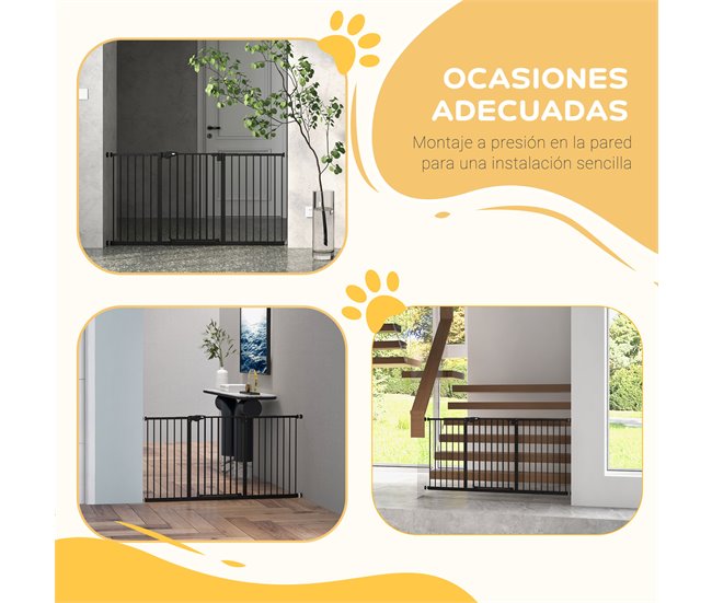 Barreira de Segurança Extensível Metal e Plástico PawHut Preto