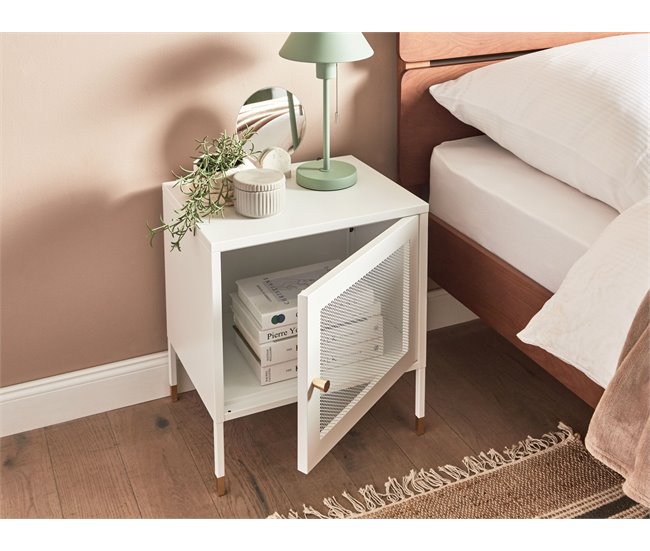 Beliani Mesinha de cabeceira OSSETT 45 Branco