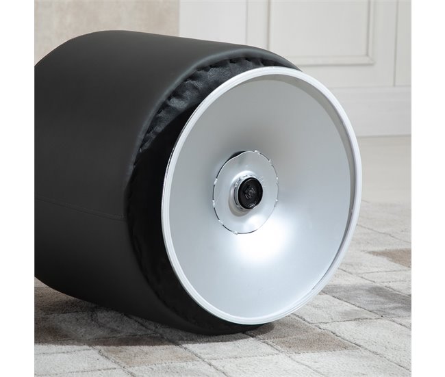 Apoio para os pés Otomano Giratório PU, Espuma, Metal Galvanizado Branco