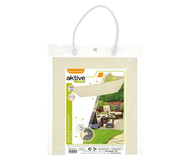 Toldo de vela de sombra rectangular Aktive Garden cor creme Creme