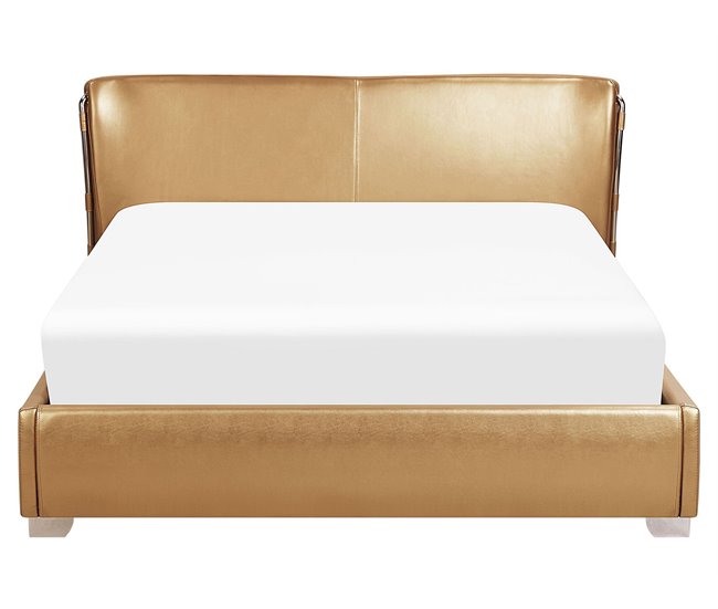 Beliani Cama de água Pele PARIS 195x228 Dourado