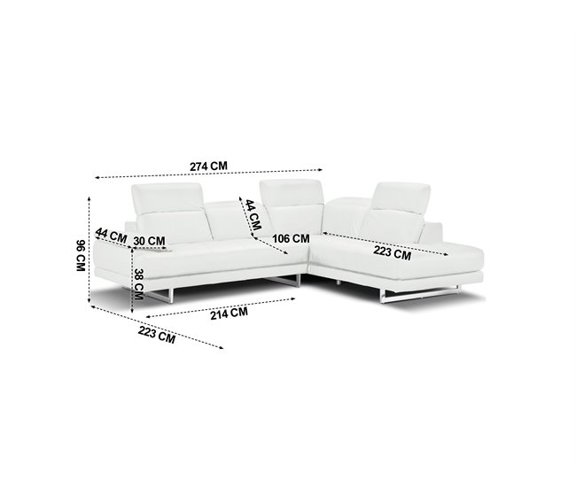 Sofá de canto em pele PARÍS Branco