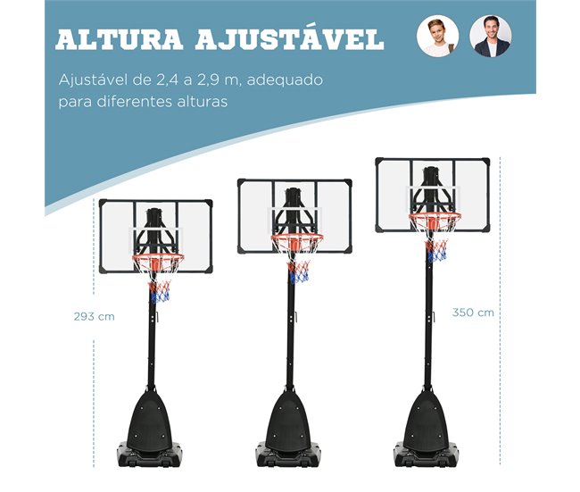 Tabela de Basquetebol Aço, PC e PE SPORTNOW Preto